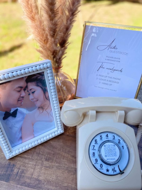 wedding audio guest book beige phone